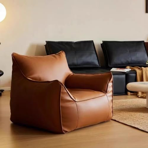 Komfortabler Sitzsack aus Leder auf Wasserbasis, für Erwachsene, moderner Lounge-Sessel für Wohnzimmer, Schlafzimmer oder Garten, Einzel-Sofabezug, Innenräume, ohne Füllstoff