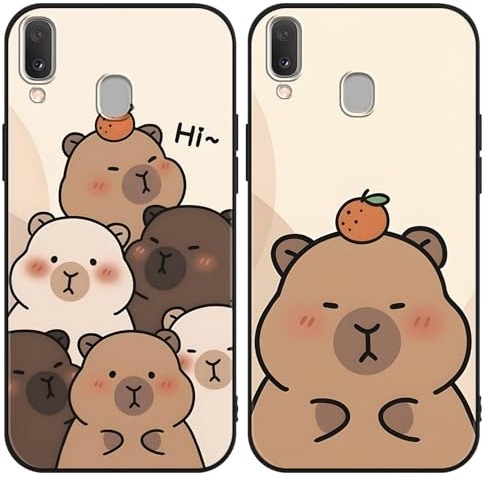 Yimctoie [2 Stück Anime Handyhülle für Samsung Galaxy A20e 5.8 Hülle, Schutzhülle mit Aesthetic Capybara Muster Cover Niedlich Cartoon Weich TPU Silikon Stoßfest Kratzfest Case, Funny