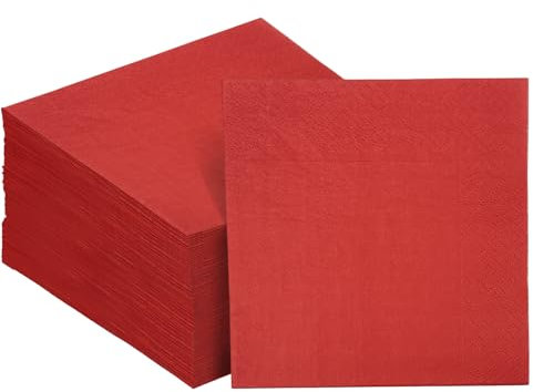 Gcardist 120 Stück Rot Cocktail-Servietten, 12.7 * 12.7cm Einweg-Getränkeservietten aus Papier für Cocktail, Abendessen, Hochzeit, Geburtstagsparty Dessert Wein Papierservietten (5 * 5 inch)