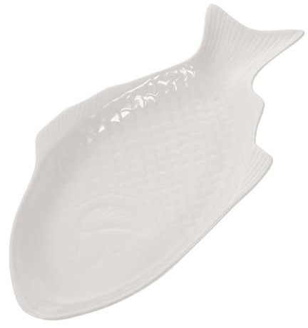 ABOOFAN Vassoio Ceramica Forma Di Pesce Piatto Creativo Per Snack e Servizio Per Ristoranti e Cene Famiglia Design Unico e Multi-funzionale Colore Bianco
