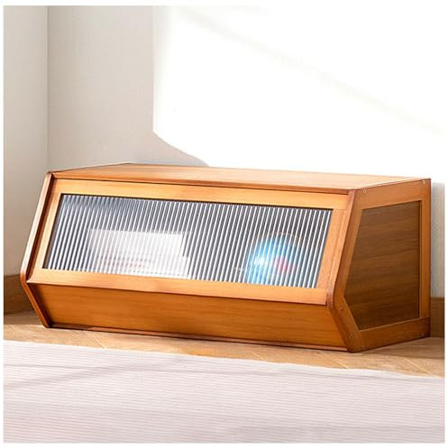 Bacs de Rangement Empilables en Bois de Bambou, Organisateur de Rangement, avec Portes à Rabat, Boîte Empilable pour Les Livres, Les Collations, Les Jouets, Les Articles Divers,Marron,70×31cm/28×12in