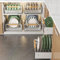 Teller Organizer Schublade, Kohlenstoffstahl Geschirrabtropfgestell Mit Abtropfschale & Holz Griff, Tellerhalter Schubladen Organizer, Teleskopschublade Für KüChe & Wohnzimmer, Kein Bohren, Weiß