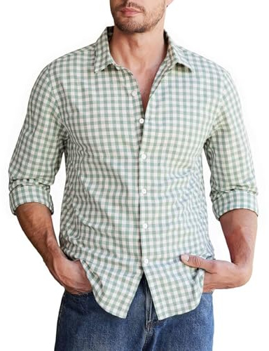 Halfword Chemise Homme à Carreaux Manches Longues Coton Boutons Bûcheron Traditionnelle Bureau Décontractée