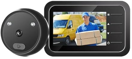 QZCX Wireless Doorbell Camera, 2.4Inch Smart Peephole Doorbell Camera Auto Record Electronic Ring HD IR Night Vision Video Doorbell