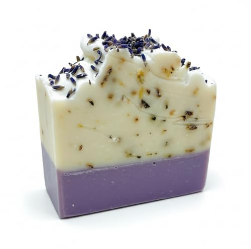 Naturseife handgemacht - mit natürlichen Ölen, Fetten und Zutaten, vegan (Lavendel & Minze mit ätherischen Ölen)