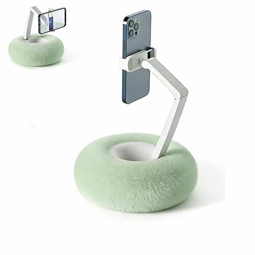 QCDZSW Chill Nest Handyhalterung, Flauschige Schale mit verstellbarem 360°-Drehclip und 180° klappbarem Arm, Halterung for Handy und Snacks, for Smartphone und Tablet(Green C)