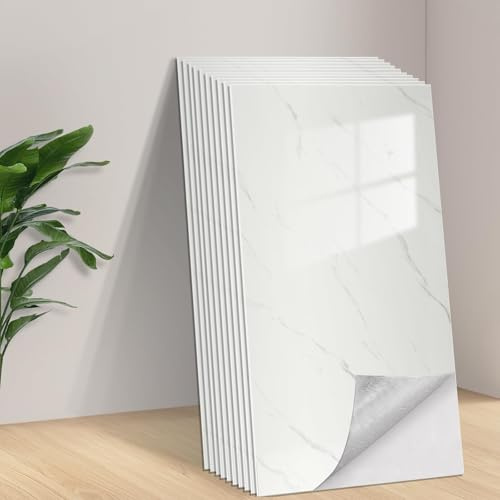 Tarwanear Tile Stickers Marble 40pcs/60x30cm Waterproof Oil Proof Self Adhesive Wall Tiles PVC Wall Stickers Cream Peel and Stick on for Kitchen Bathroom Home Decor