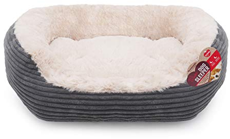 Rosewood 04300 Hundebett aus breitem Cord/Plüsch, grau, Länge: 50.8 cm
