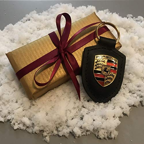 ORIGINAL Porsche Schlüsselanhänger SCHWARZ Leder mit Wappen WAP0500900E