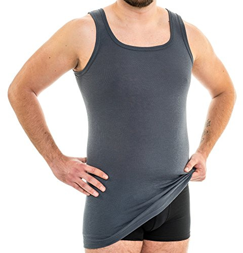 HERMKO 63027 Herren Tank Top Funktionsunterwäsche extralang, Größe:D 5 = EU M, Farbe:Graphit