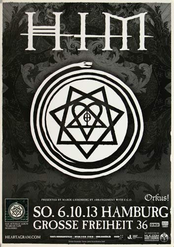 HIM - Tears On Tape, Hamburg 2013 » Konzertplakat/Premium Poster | Live Konzert Veranstaltung | DIN A1 «
