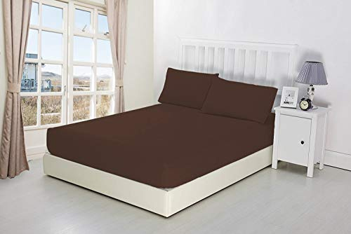 Extra Deep Fitted Sheets 16/40CM Deep Luxury Percale in 15 Colours (Chocolate, Super King)