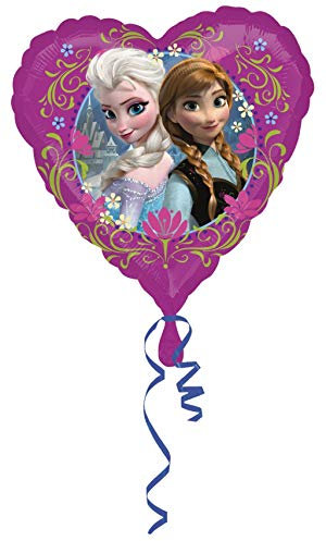 amscan Folienballon in Herzform mit Elsa und Anna-Design, 1 Stück, mehrfarbig, 45,7 cm