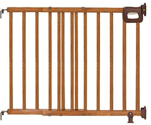 Ingenuity Barandilla de Madera y Puerta de Seguridad para Mascotas y bebés, 32-48 Pulgadas de Ancho, 33 Pulgadas de Alto, instala barandilla en barandilla o Pared, o de Pared a Pared en Puerta o