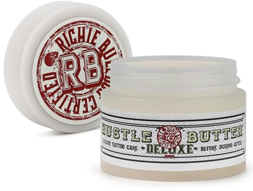 Hustle Butter Deluxe – Tattoo Butter for Before, During, and After the Tattoo Process – Lubricates and Moisturizes – 100% Vegan Replacement for Petroleum-Based Products – 1 oz