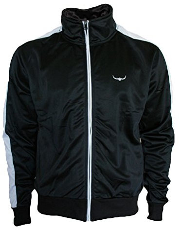 ROCK-IT Apparel I Herren Track Jacket I stylische und hochwertige retro Style Trainingsjacke I Tracktop I Sweater Jacke [S-3XL] Schwarz/Weiß - XL