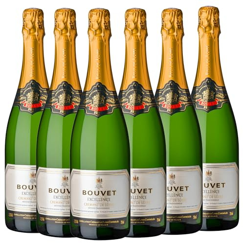 Bouvet Excellence Crémant de Loire Brut - Klassische Flaschengärung – Chenin Blanc Chardonnay – Cremant Ideal als Geschenk - 6 x 0.75 L