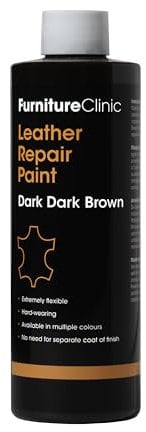 Furniture Clinic Leather Repair Paint & Dye | Self Seal Colourant for Quick and Easy Leather Repair | Suitable for Leather Sofas, Car Seats, Handbags - Dark Dark Brown (BR08) 500ml