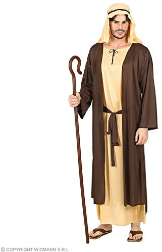 W WIDMANN MILANO Party Fashion - Kostüm Josef 3-teilig | Gewand mit langer Weste, Gürtel und Kopfbedeckung für Krippenspiel, Weihnachten, Karneval und Mottoparty