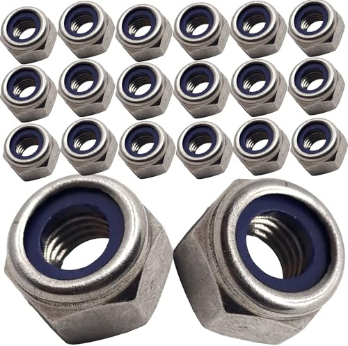 M6 Self-Locking Nuts Marine Grade Lock Style in A4 Stainless Steel 316 – Corrosion Resistant Fasteners (Pack of 20)