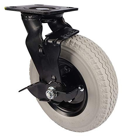 200 mm 8 Zoll Schwerlast Große Lenkrollen für Trolley und Industrieller Transport mit bremse Leiser PU Universal 150kg Eisenkern für Schubkarre Draussen Gerät 1 Stück