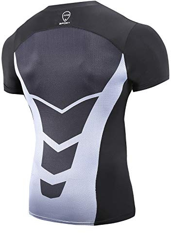 AMZSPORT Camiseta De Manga Corta de Compresión Ropa Deportiva Base Layer para Correr