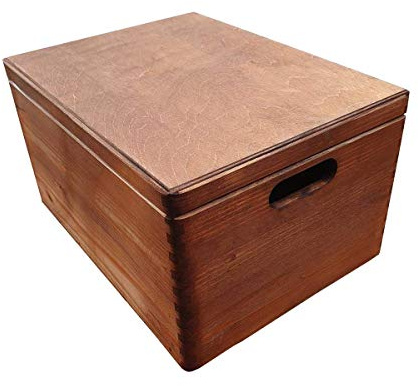 Large Wooden Big Box, Toy Box 40 cm Long With Lid and Handles, In Brown Color