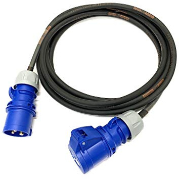 16 Amp 3 Pin 240V IP44 Extension Lead - PCE Blue - 2.5mm² Heavy Duty H07RN-F Rubber Cable - 16A HO7 (2 Metre)