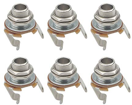Unxuey 6 Stück 6,35 mm Gitarre 3-polige Buchse Sockel Eingang Ausgang Mono Panel Mount für E-Gitarren Bass