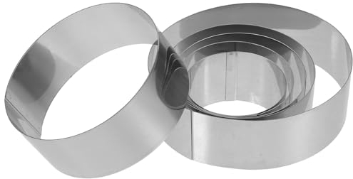 BESTonZON 6 PCS Cake Rings, Round Baking Mold for Cake Mousse 6/7/8/9/10/12cm, Stainless Steel Cooking Rings Mousse Rings Cake Ring Tower Pie Cake Mould for Cooking Crumpets Dessert