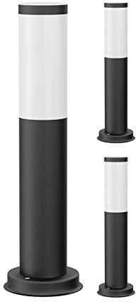 ledscom.de 3 Stück Wegelicht/Pollerleuchte PORU für außen, IP44, 39 cm, schwarz, 1x E27 max. 40W