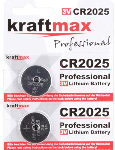 Kraftmax 2er Pack CR2025 Lithium Hochleistungs- Batterie / 3V CR 2025 Knopfzelle für professionelle Anwendungen - Neuste Generation