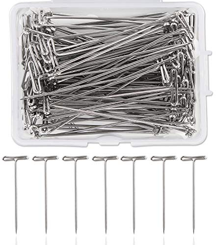100 Stück T-Nadeln, 2,5 cm, Edelstahl-Blockiernadeln, T-Nadel mit Kunststoffbox, Perücke, gerade Nadel für Perückenherstellung, Blockieren, Stricken, Heimwerken