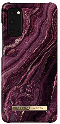 IDEA of Sweden Bedruckte Handyhülle, niedliches buntes Muster, schützende Abdeckung aus Hartplastik mit Mikrofaserfutter für das iPhone. Kompatibel mit Galaxy S20 (Golden Plum)