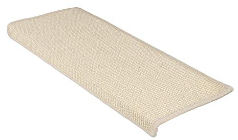 Floordirekt Sisal Stufenmatten innen 1 Stück eckig, Treppenstufen Matten für Holztreppen, antirutsch Treppenteppich Selbsklebennd und Allergikerfreundlich (Elfenbein, mit Lippe 65 x 23,5 cm)