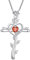 starchenie Kreuz Halskette Damen 925 Sterling Silber Herz Granat Zirkonia Rose Kruzifix Anhänger Schmuck Geschenke für Frauen Mama Freundin