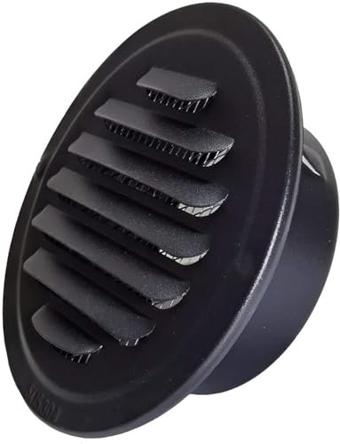 BZIHIZO Grille d'aération 75 mm noire avec moustiquaire en acier inoxydable (3)