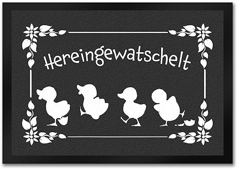 speecheese Hereingewatschelt Fußmatte in 35x50 cm mit niedlichen Entchen für den Eingang als Frühlings- und Oster Dekoration oder um deinen Besuch zum Eintreten zu Bitten