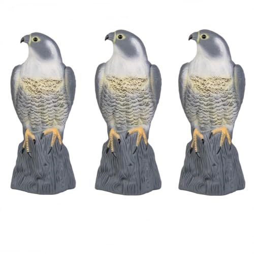 Taubenschreck Vogelscheuche Taubenabwehr Dekofigur Vogelabwehr Vogel Falke Garten Figur (3 Stück), Grau