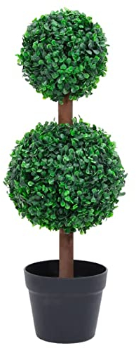 Tidyard Künstliche Buchsbaumkugeln, Buchsbaum Kugel mit Topf Kugelform, Kunstpflanze Dekopflanze Buchskugel Künstliche Pflanze Grün 60 cm