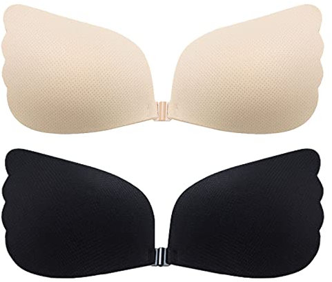 CatoFree Adhesive Bras for Women, 2 Pack Reusable Invisible Self-Adhesive Bras for Evening Dress-A Cup