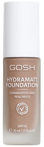 GOSH Foundation mit LSF 15 für helle & dunkle Haut, vegan I Mattierendes Make-up für trockene, sensible & ölige Haut I wisch- und schweißfest, ölfrei I Deckkraft regulierbar, kein Maskeneffekt I 016N