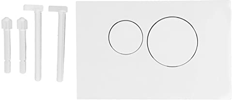 Jeanoko Toilet Water Tank Panel White ABS Squared Round Button Dual Flush Panel with Columns for Toilet