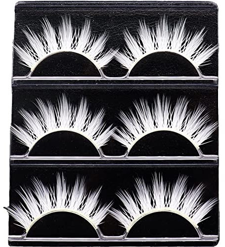 3 Pairs White Natural Cross False Eyelashes Anime Makeup Masquerade Must Use False Eyelashes Exaggerated White