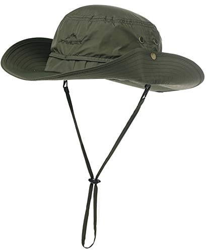 Comhats Outdoor Hut Herren Faltbarer Boonie Buschhut mit Kinnband UPF 50+ Unisex Armygrün 60CM(M/L)