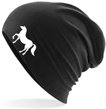 Huuraa Beanie Pferd Silhouette Geschenk Black Pferd Präsent