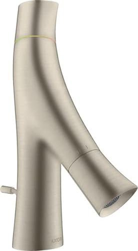 hansgrohe AXOR Starck Organic 2-Griff-Waschtischmischer 50, Zugstangen-Ablaufgarnitur, für Handwaschbecken, 12014820, Farbe: Brushed Nickel