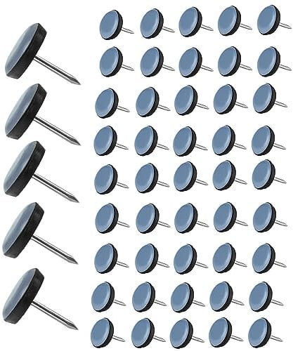 DAGORD 50 Pièces Patin Chaise Teflon à Clouer 19mm Ronde Patins de Meubles en Teflon PTFE Patin de Chaise avec Clou Teflon Patins de Chaise Feutre à clouer pour Chaise Canapé Bureau Table