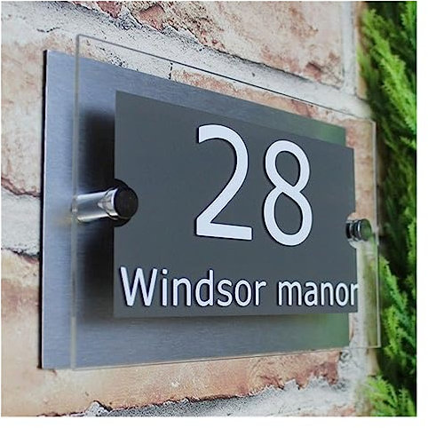 LVTFCO Numero Civico Esterno, Targa Personalizzata Acrilico, Grigio, 30 cm x 45 cm, Semplice