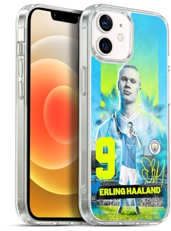 Head Case Designs Offizielle Manchester City Man City FC Erling Haaland 2023/24 Erstes Team Gelhülle [Militärischer Grad] Kompatibel Mit Apple iPhone 12 / iPhone 12 Pro Und Kompatibel Mit MagSafe